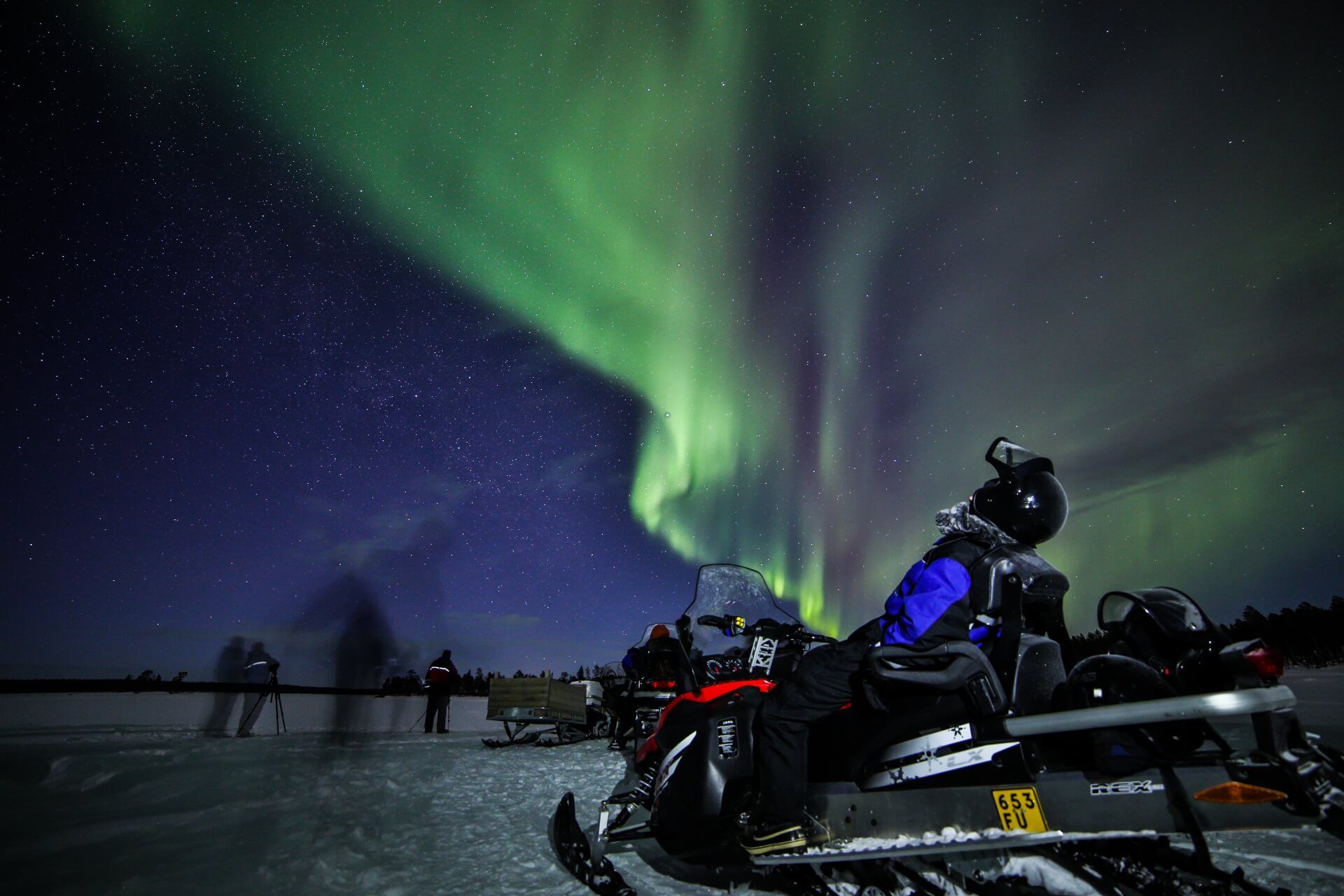 Northern Lights snowmobiling