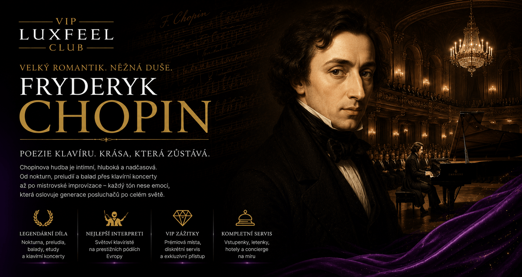 Fryderyk Chopin – VIP koncertní zážitky a klasická hudba
