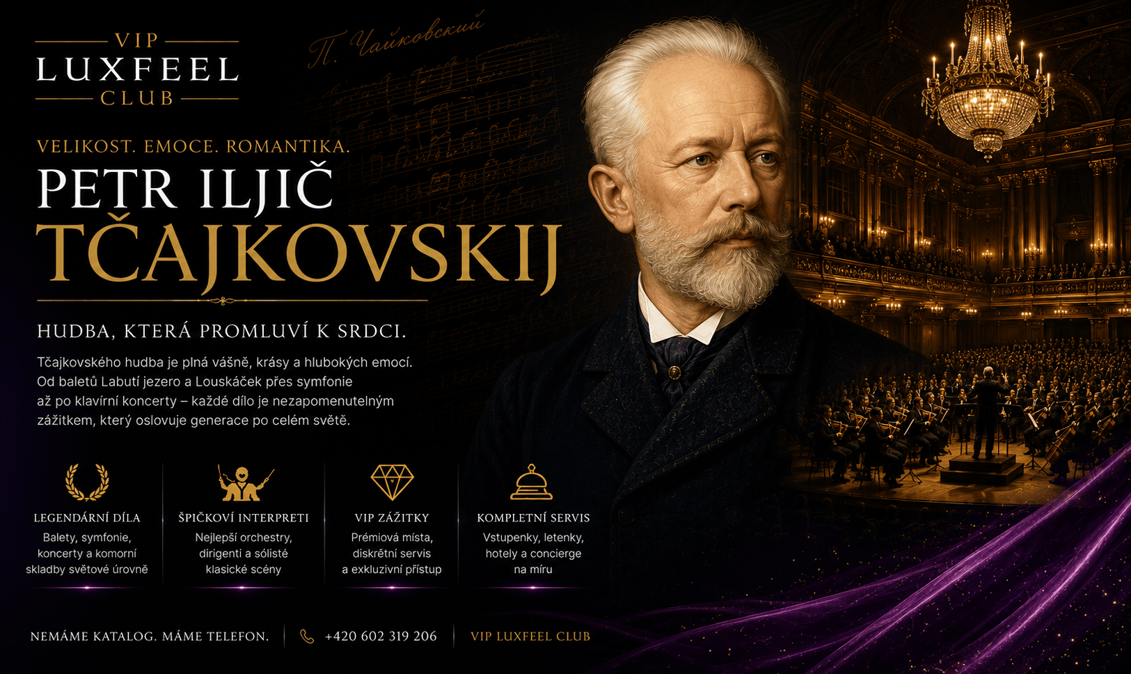 Petr Iljič Čajkovskij – VIP vstupenky na koncerty a balet