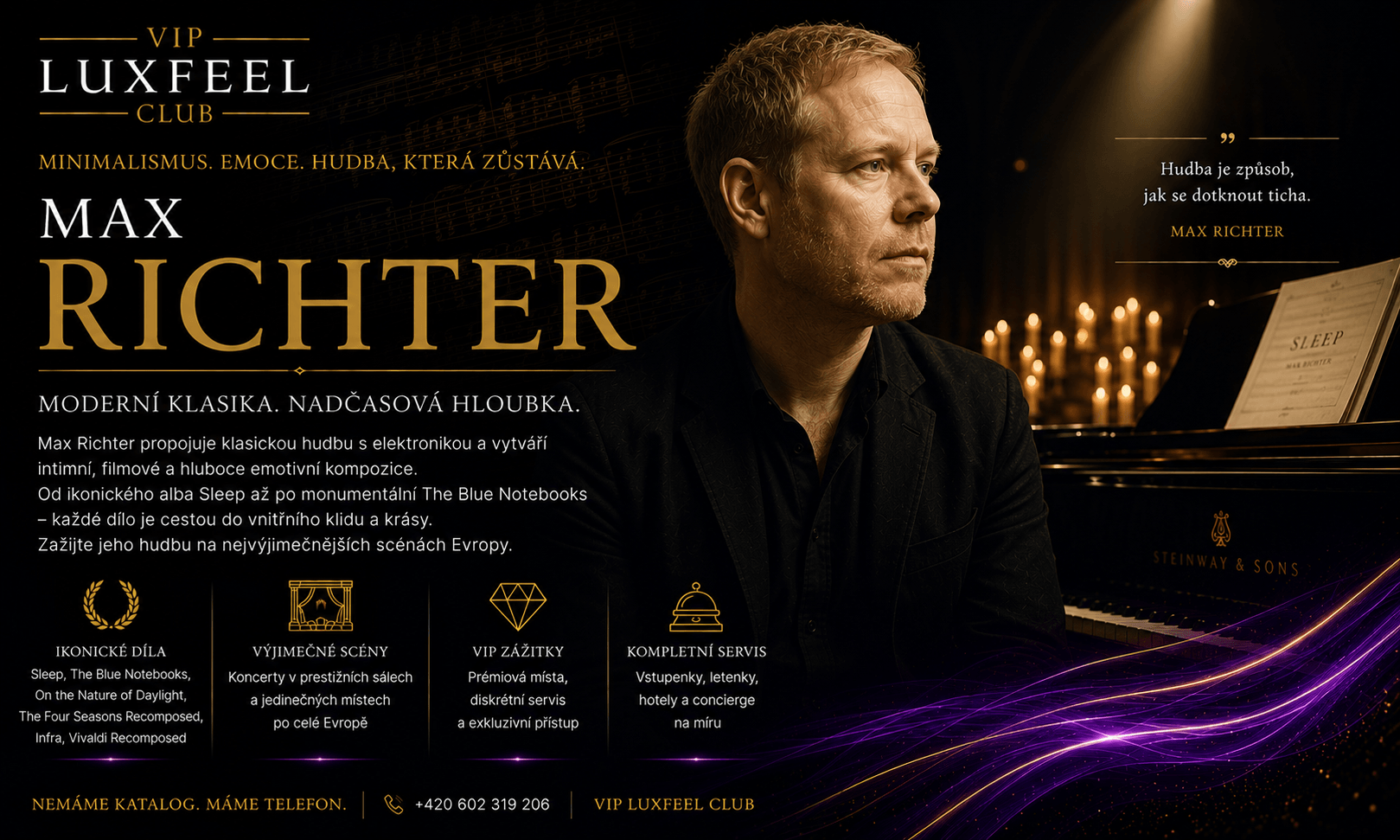 Max Richter – VIP vstupenky na koncerty a moderní klasiku