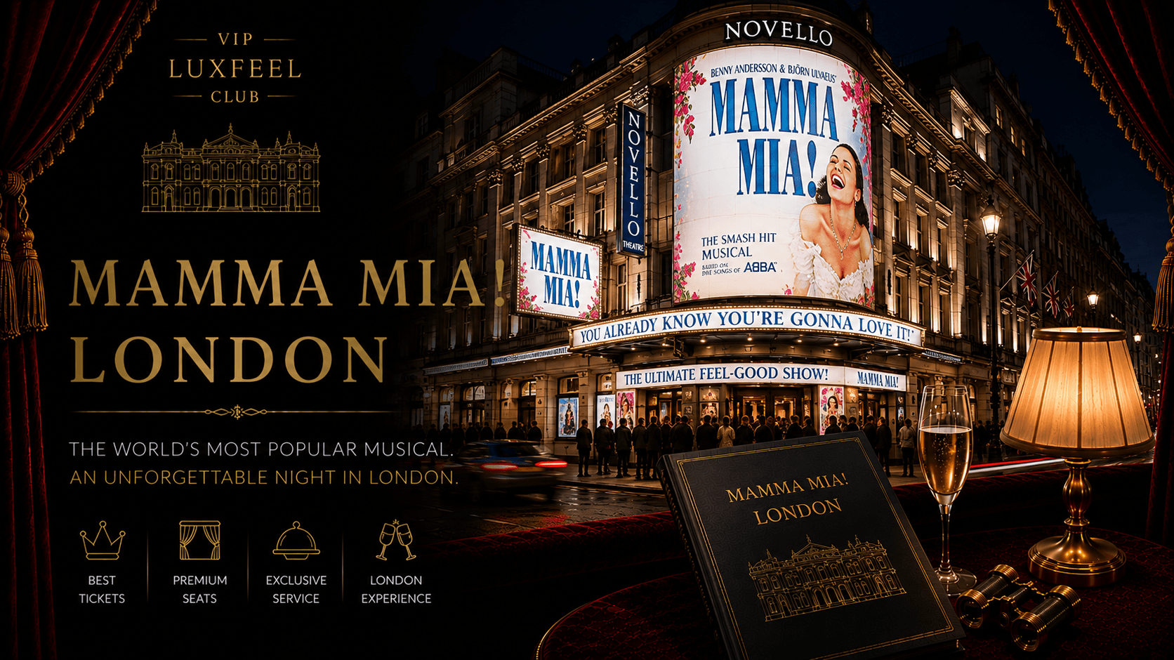 MAMMA MIA! London – VIP vstupenky a concierge servis VIP LUXFEEL CLUB