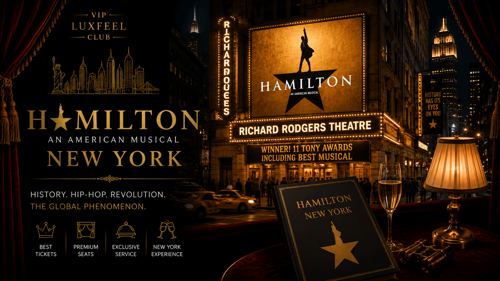 Hamilton New York – VIP vstupenky na Broadway a concierge servis VIP LUXFEEL CLUB