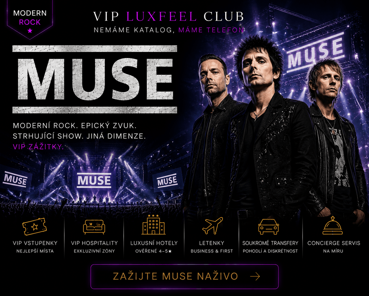 Muse – VIP koncertní zážitek