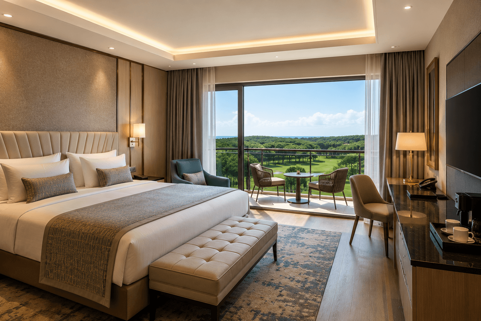 Sueno Hotels Golf Belek – pokoj a výhled na golf