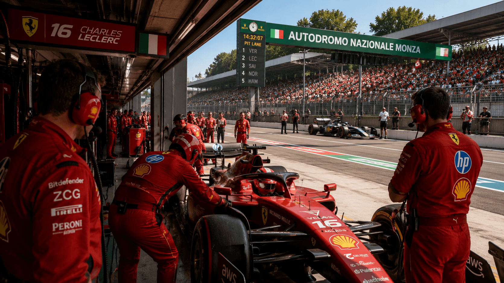Paddock a pit lane Formule 1 v Monze