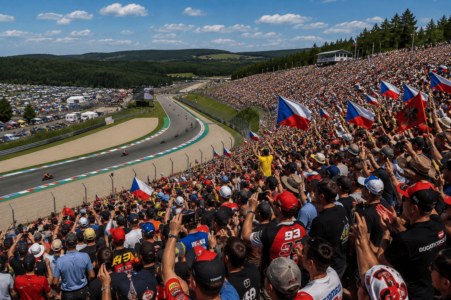 Fanoušci MotoGP Brno a české vlajky