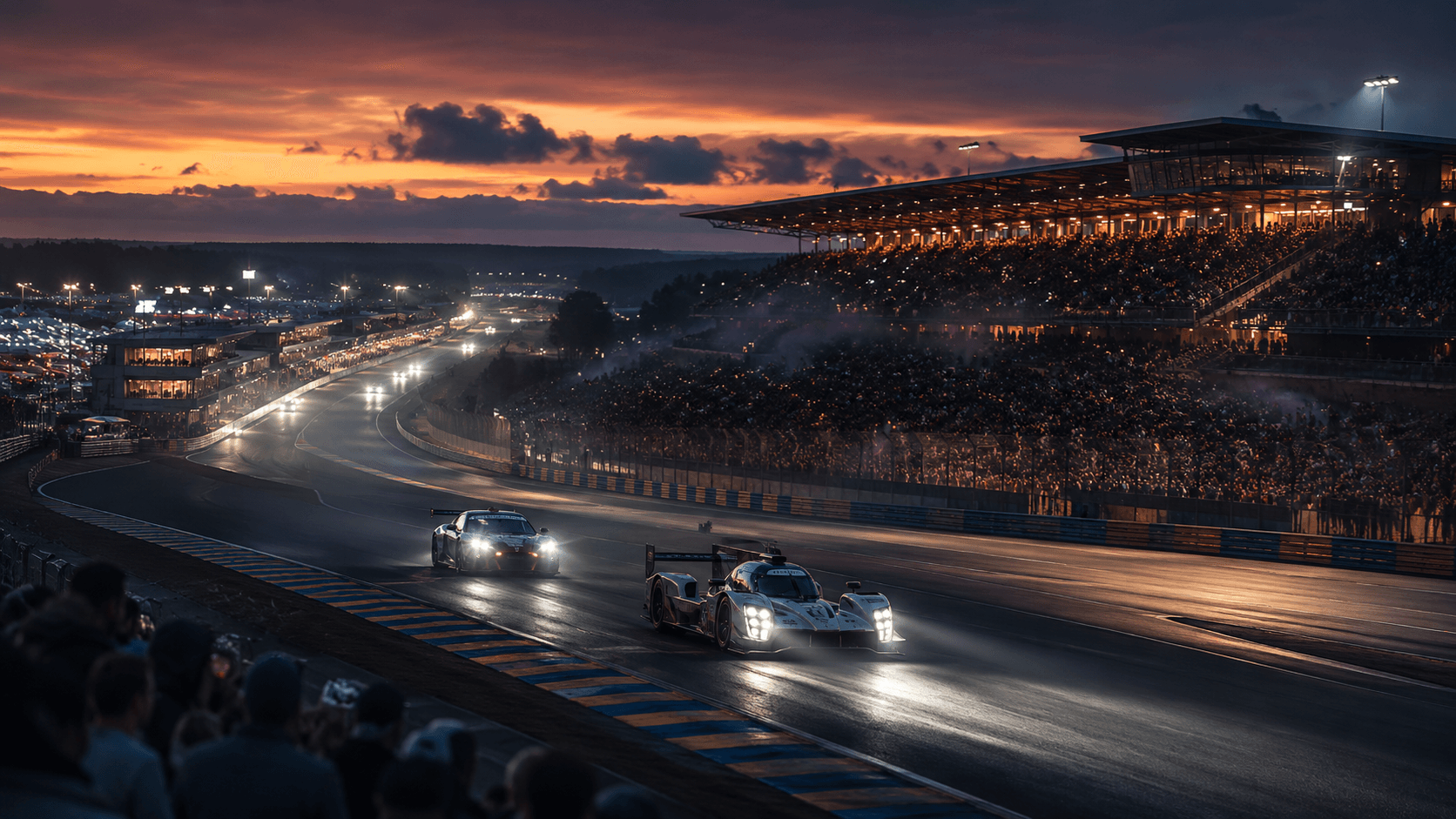 24 Hours of Le Mans 2027 – Circuit de la Sarthe při západu slunce