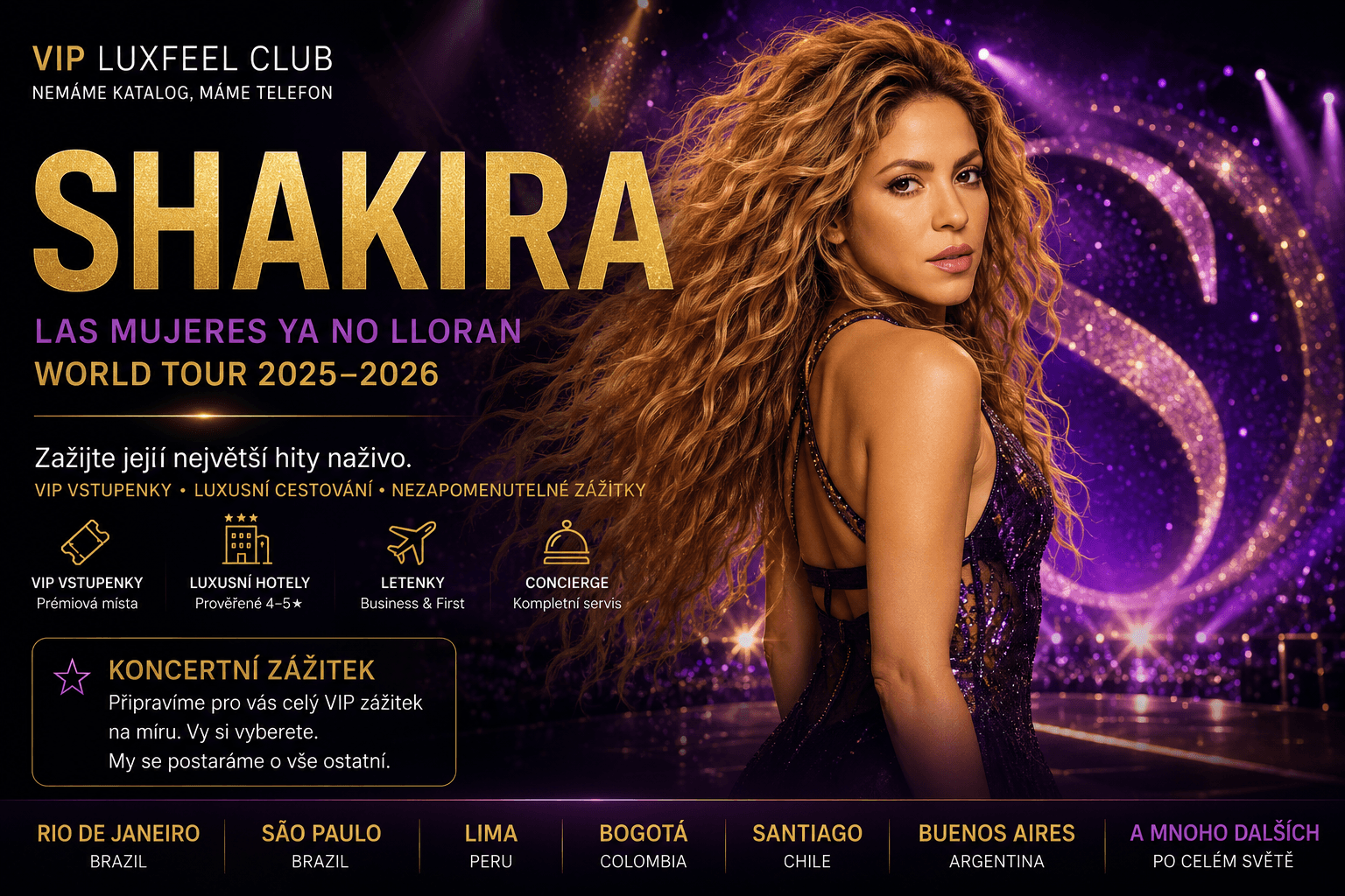 Shakira – VIP koncertní zážitek s VIP LUXFEEL CLUB