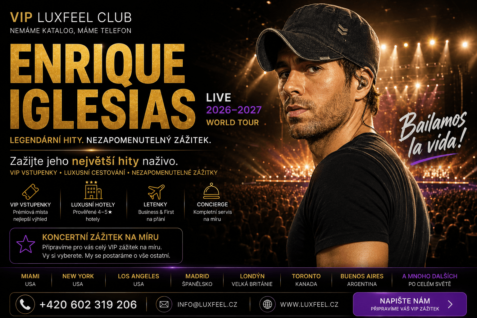 Enrique Iglesias – VIP koncertní zážitky s VIP LUXFEEL CLUB