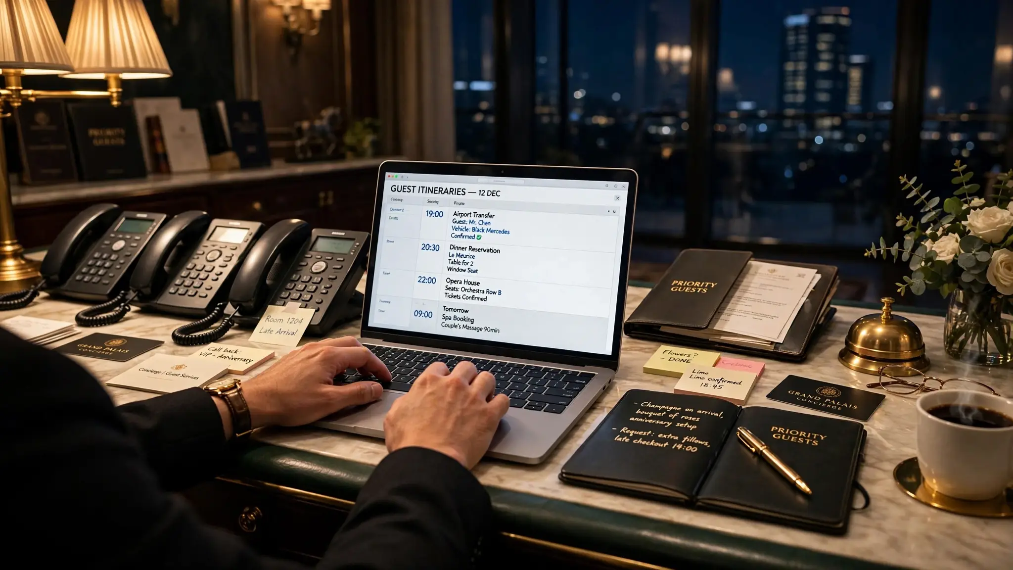 Concierge desk v noci - práce která není vidět, VIP servis Luxfeel od roku 2015