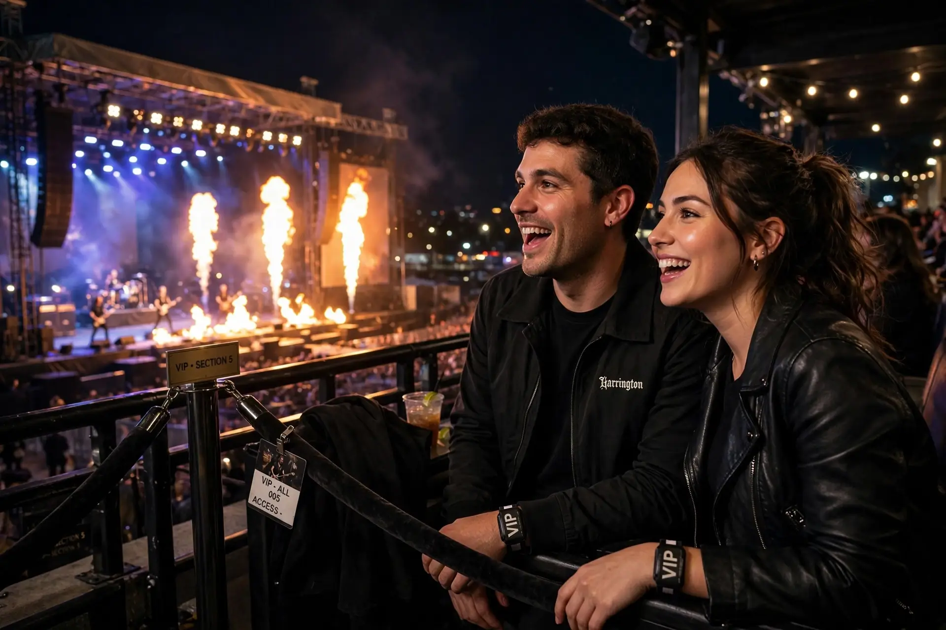 Pár ve VIP na Rammstein koncertě - bezpečné místo s výhledem na pyro