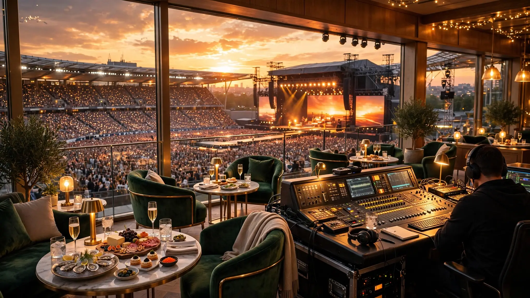 VIP lounge s výhledem na pódium